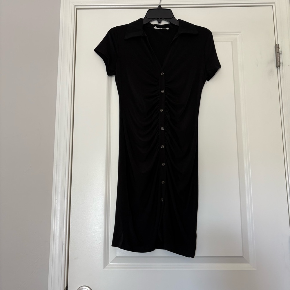 Tiffany & Grey Black Button-Down Short Sleeve Dress - Picture 2 of 7